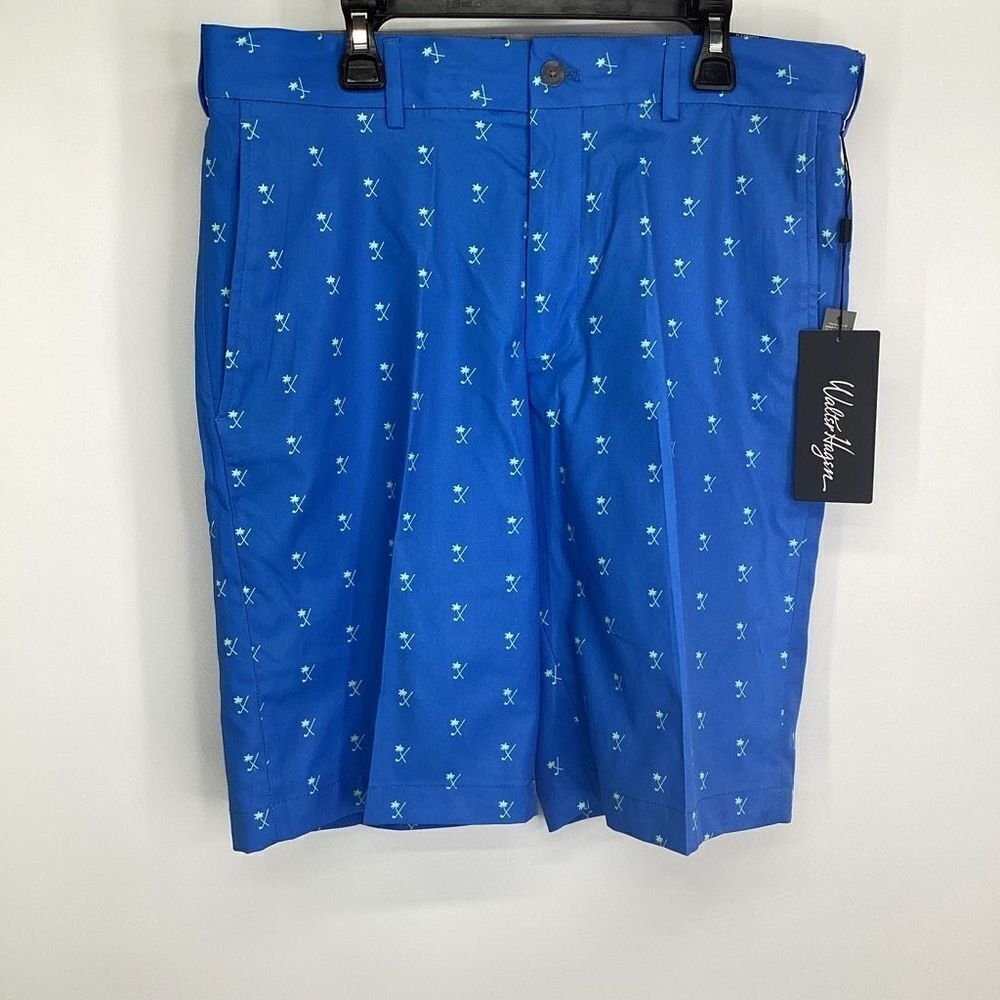 NWT Mens Walter Hagen Palm clubs Wrinkle Resistant Performance‎ Golf Short Blue